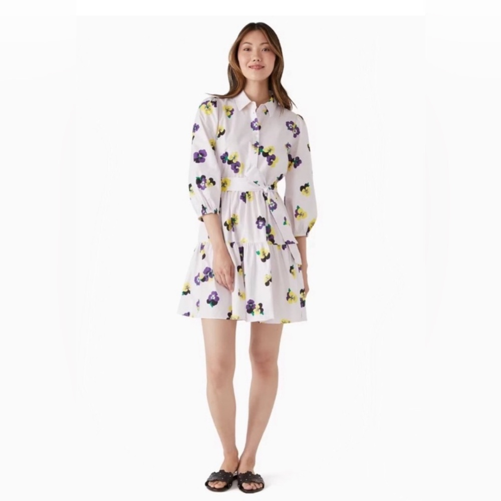 NWT Kate Spade Size S Pansy Toss Summer Floral Shirtdress